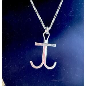 Vintage Sterling Silver Anchor Cross Pendant Necklace, Stevan Resan (1987)